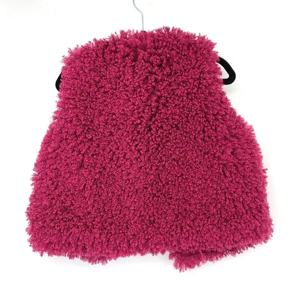 Primigi Fuzzy Vest Open Front Girls Size 5 Raspberry Maron Red Sleeveless NEW